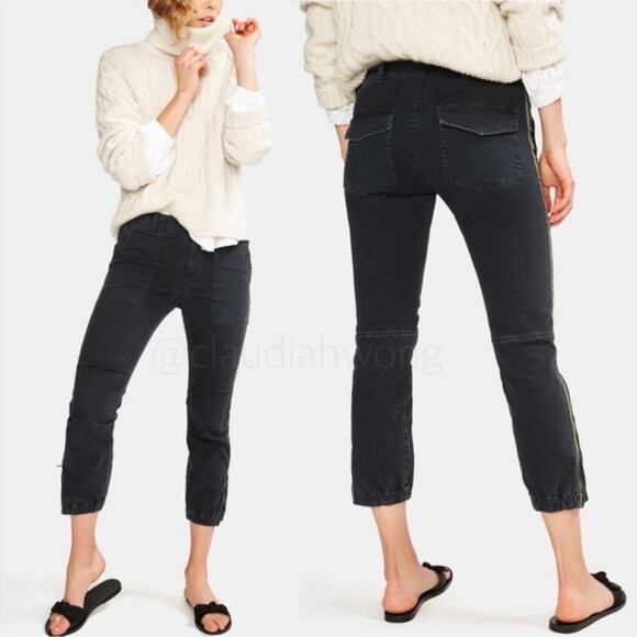 Nili Lotan Charcoal Black Lace up Waist Ankle Zip Jogger Pants Womens Size 0 - Picture 1 of 11